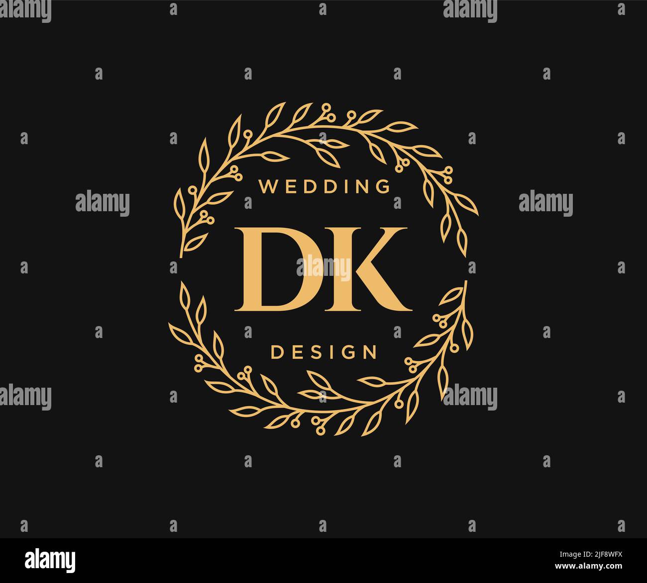 DK Initials Letter Hochzeit Monogram Logos Kollektion, handgezeichnete moderne minimalistische und florale Vorlagen für Einladungskarten, Save the Date, elegant Stock Vektor