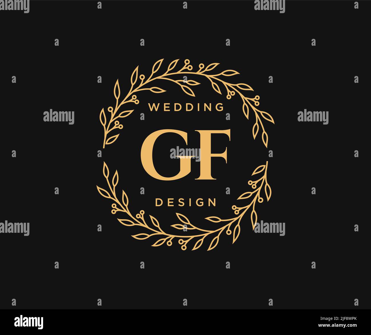 GF Initials Letter Hochzeitslogos Kollektion, handgezeichnete moderne minimalistische und florale Vorlagen für Einladungskarten, Save the Date, elegant Stock Vektor