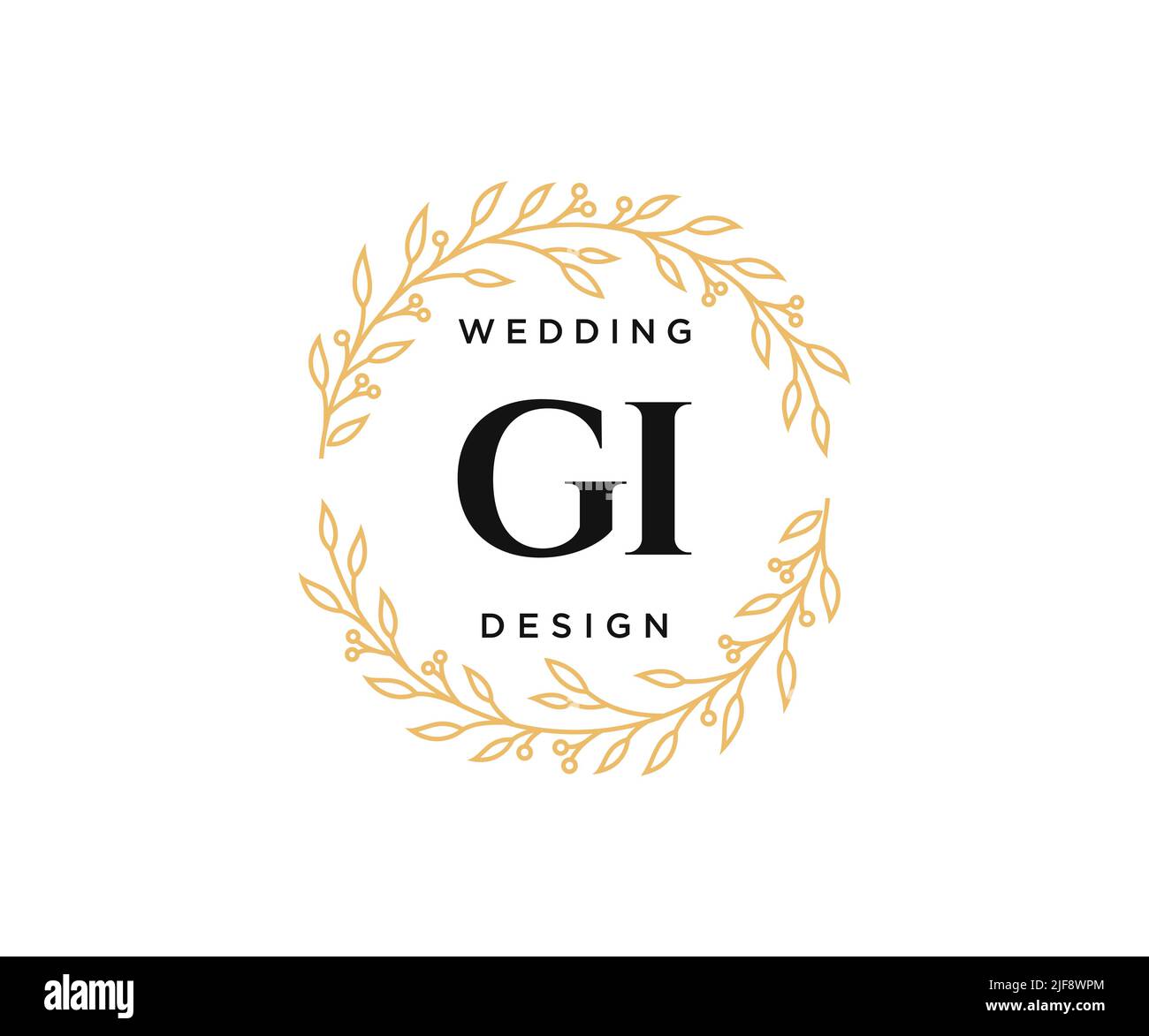 GI Initials Letter Hochzeit Monogram Logos Kollektion, handgezeichnete moderne minimalistische und florale Vorlagen für Einladungskarten, Save the Date, elegant Stock Vektor