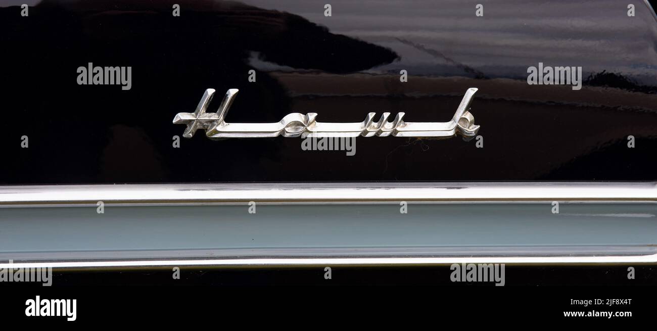 ame-Abzeichen eines Humber Hawk Saloon c1960 auf dem Manilla Showground Australia. Stockfoto