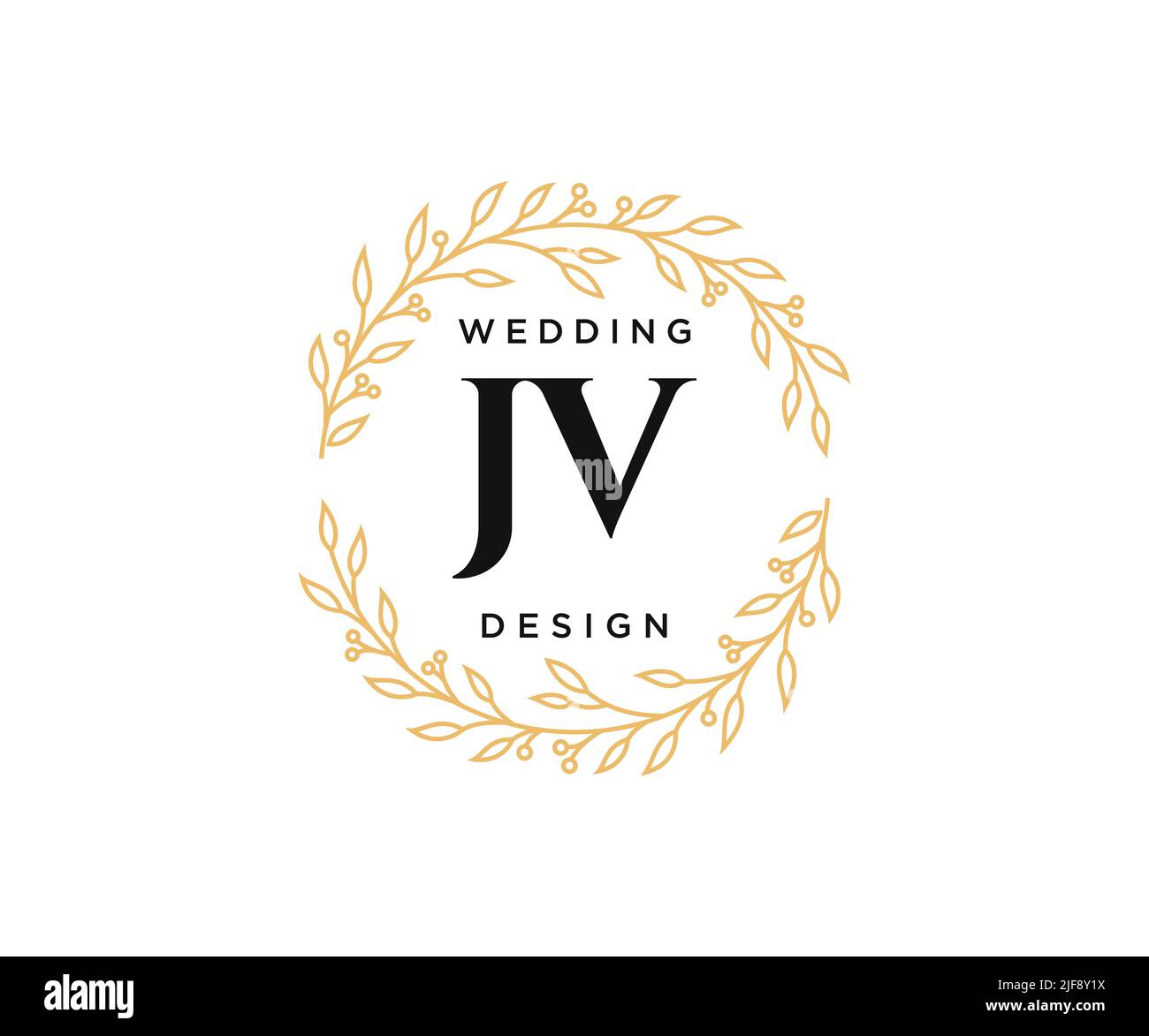 JV Initials Letter Hochzeit Monogram Logos Kollektion, handgezeichnete moderne minimalistische und florale Vorlagen für Einladungskarten, Save the Date, elegant Stock Vektor