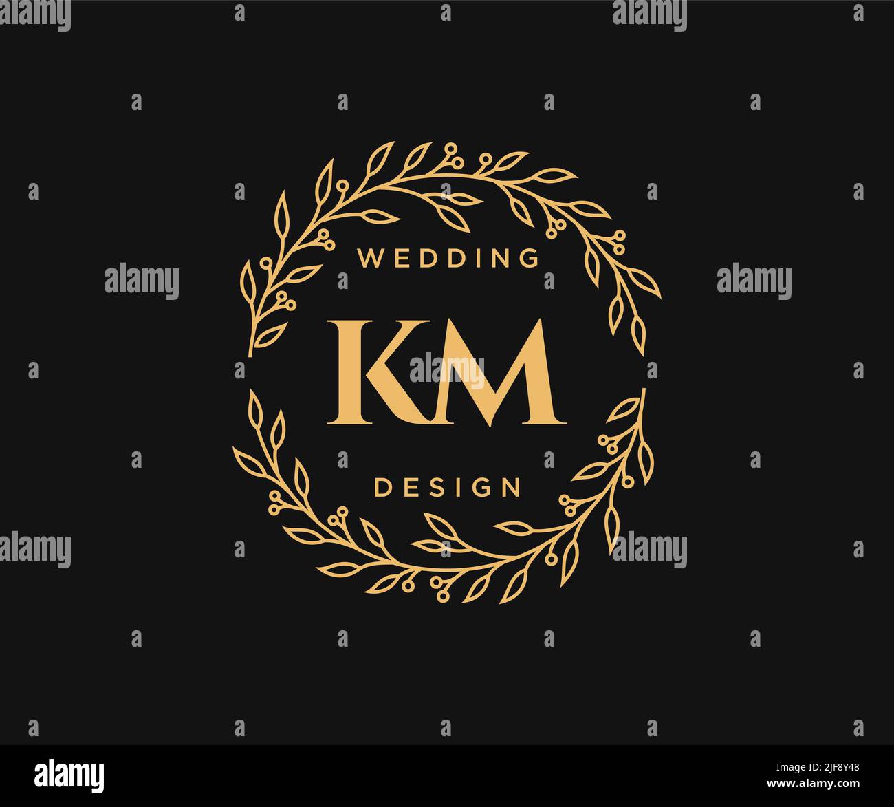 KM Initialen Brief Hochzeit Monogramm Logos Kollektion, handgezeichnete moderne minimalistische und florale Vorlagen für Einladungskarten, Save the Date, elegant Stock Vektor