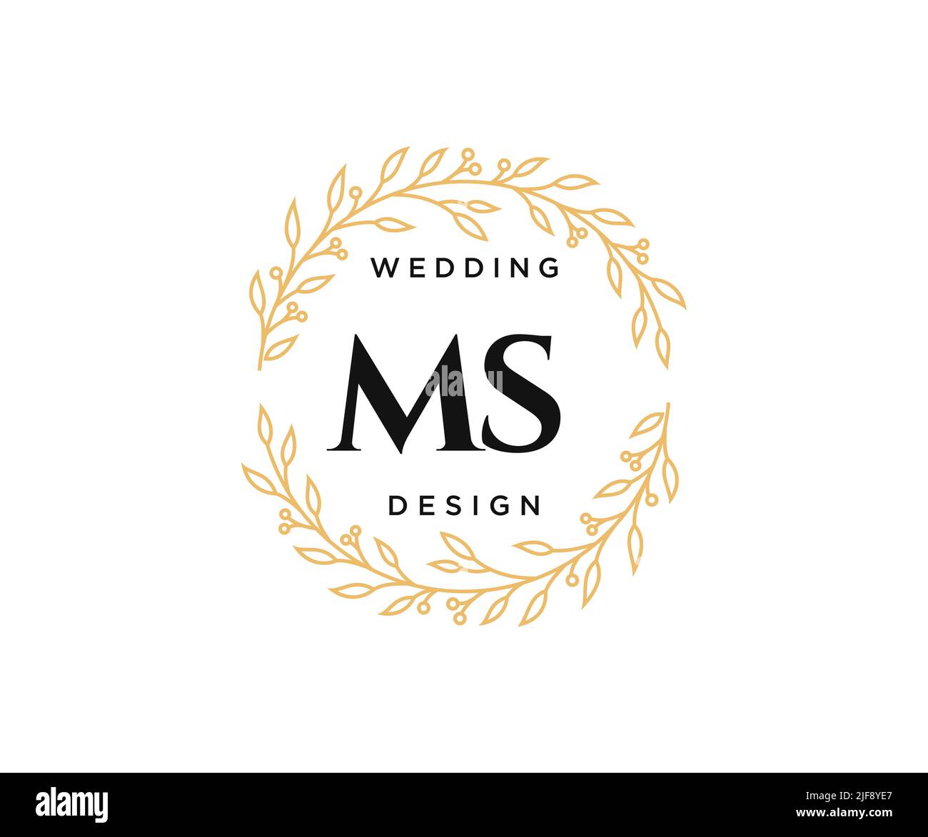 MS Initials Letter Hochzeit Monogram Logos Kollektion, handgezeichnete moderne minimalistische und florale Vorlagen für Einladungskarten, Save the Date, elegant Stock Vektor