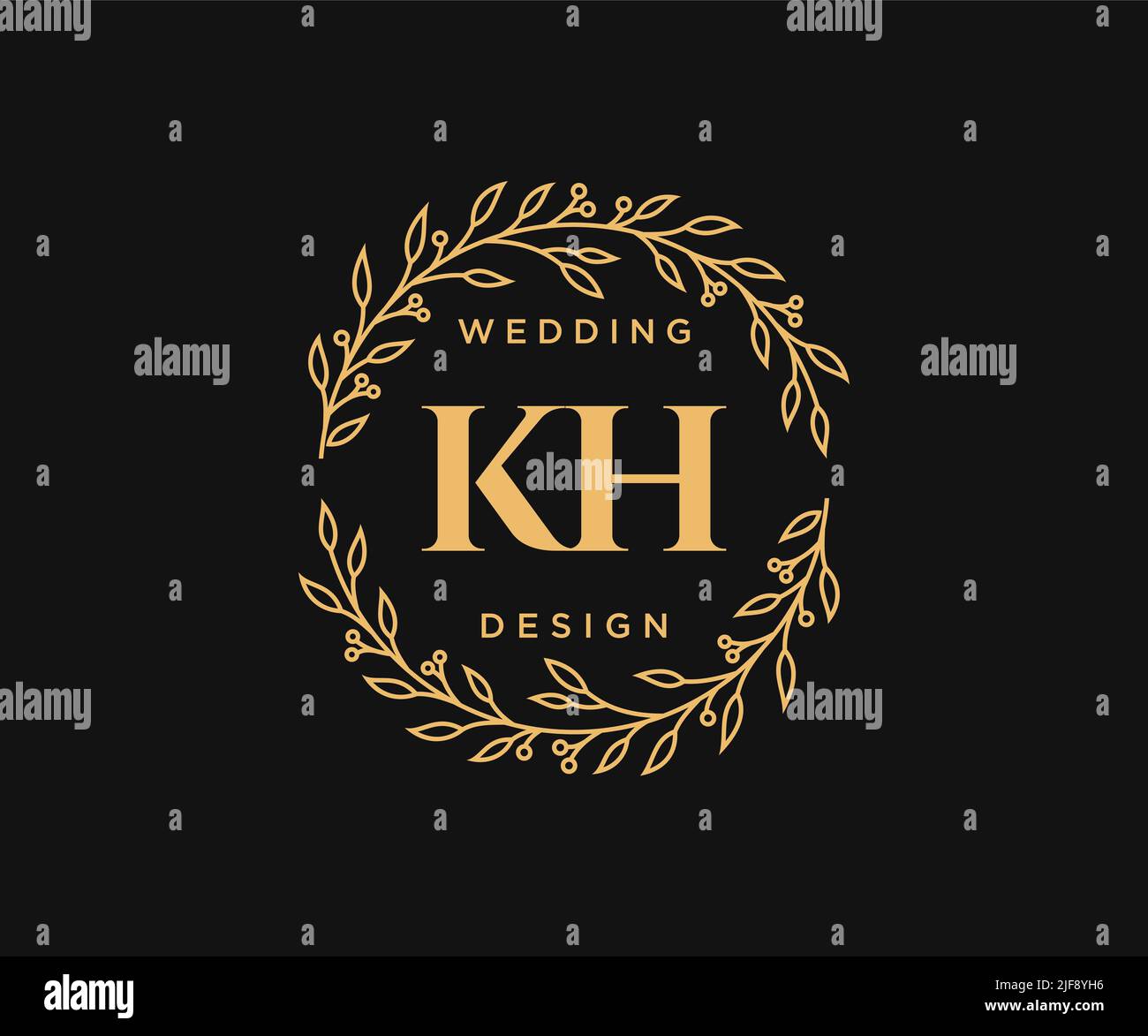 KH Initials Letter Hochzeit Monogram Logos Kollektion, handgezeichnete moderne minimalistische und florale Vorlagen für Einladungskarten, Save the Date, elegant Stock Vektor