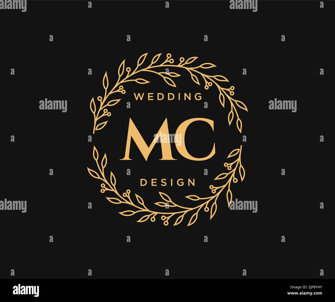 MC Initials Letter Hochzeit Monogram Logos Kollektion, handgezeichnete moderne minimalistische und florale Vorlagen für Einladungskarten, Save the Date, elegant Stock Vektor