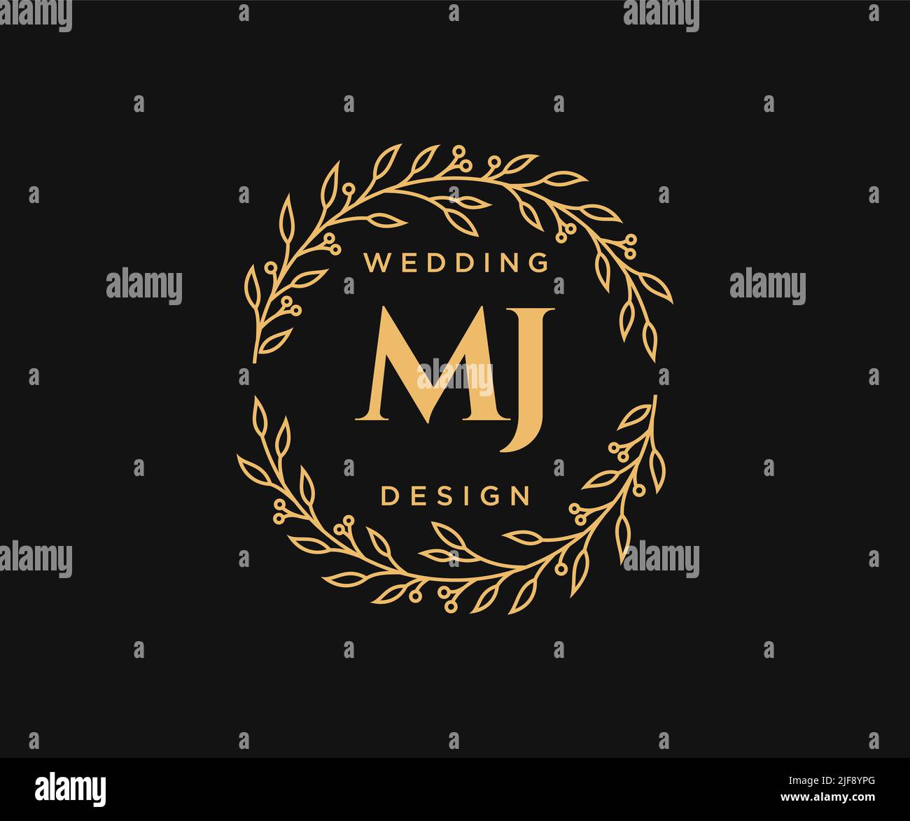 MJ Initials Letter Hochzeit Monogram Logos Kollektion, handgezeichnete moderne minimalistische und florale Vorlagen für Einladungskarten, Save the Date, elegant Stock Vektor