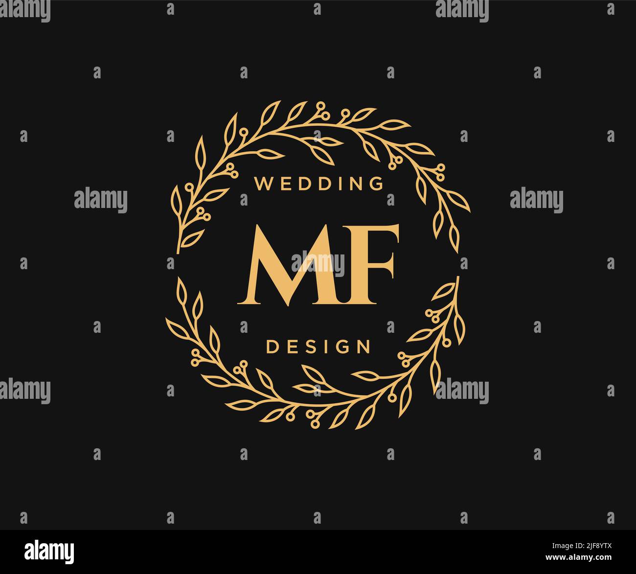 MF Initials Letter Hochzeit Monogram Logos Kollektion, handgezeichnete moderne minimalistische und florale Vorlagen für Einladungskarten, Save the Date, elegant Stock Vektor