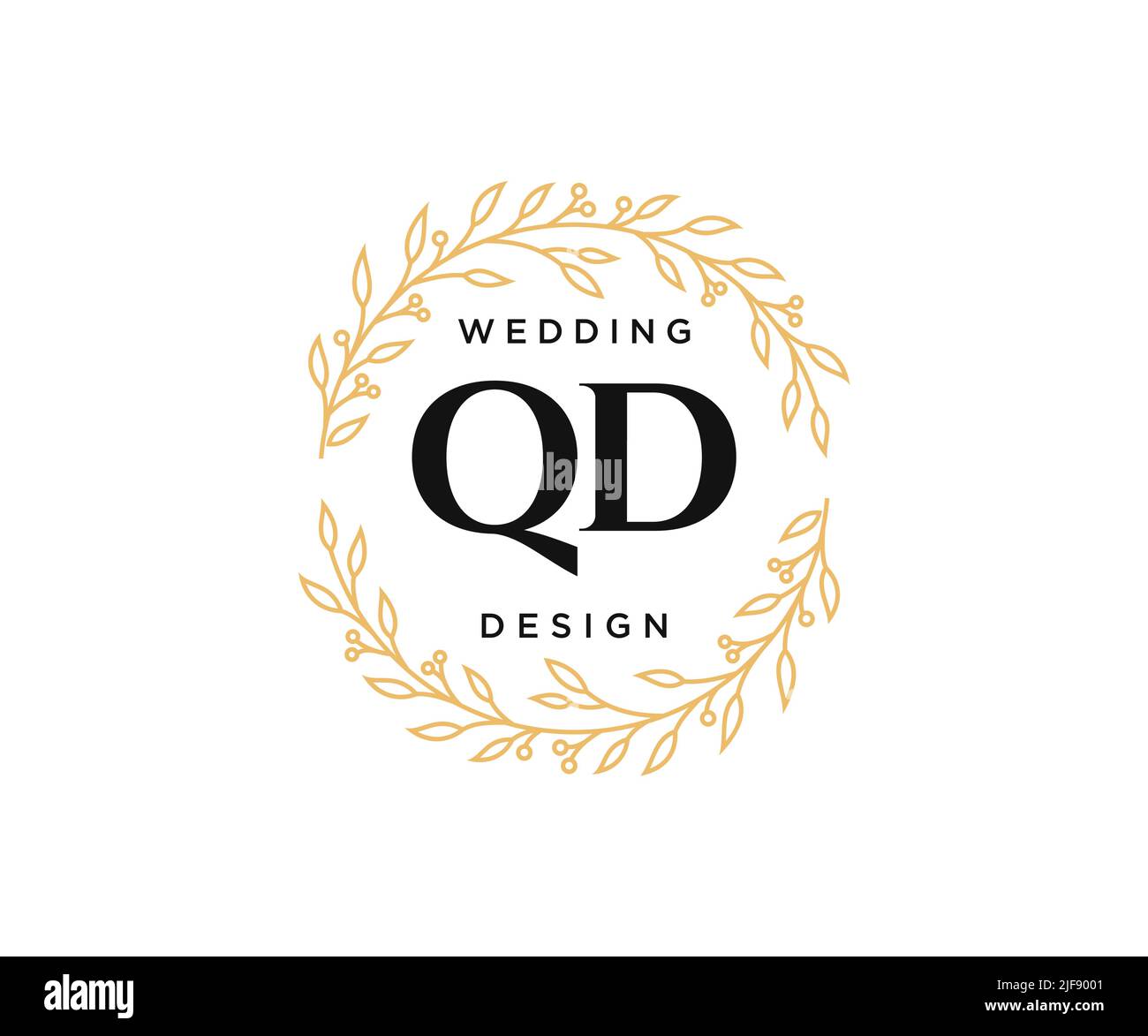 QD Initials Letter Hochzeit Monogram Logos Kollektion, handgezeichnete moderne minimalistische und florale Vorlagen für Einladungskarten, Save the Date, elegant Stock Vektor