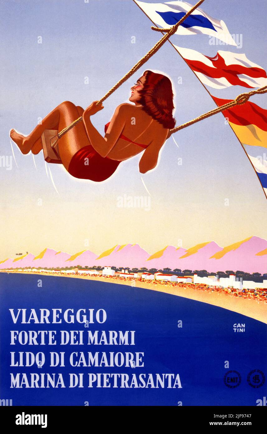 Viareggio von Cantini (Daten unbekannt). Poster erschienen 1948 in Italien. Stockfoto