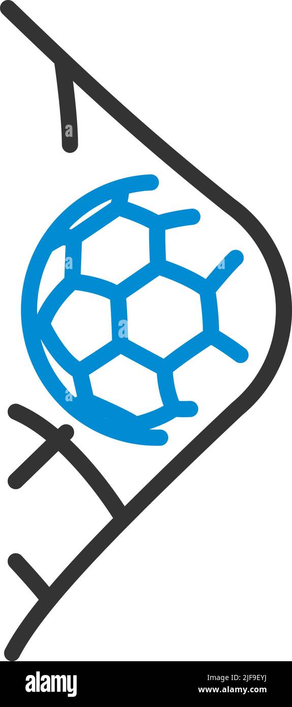 Symbol Des Fußballballs Im Tor Netz. Editierbare Fett Formatigte Kontur Mit Farbfüllungsdesign. Vektorgrafik. Stock Vektor