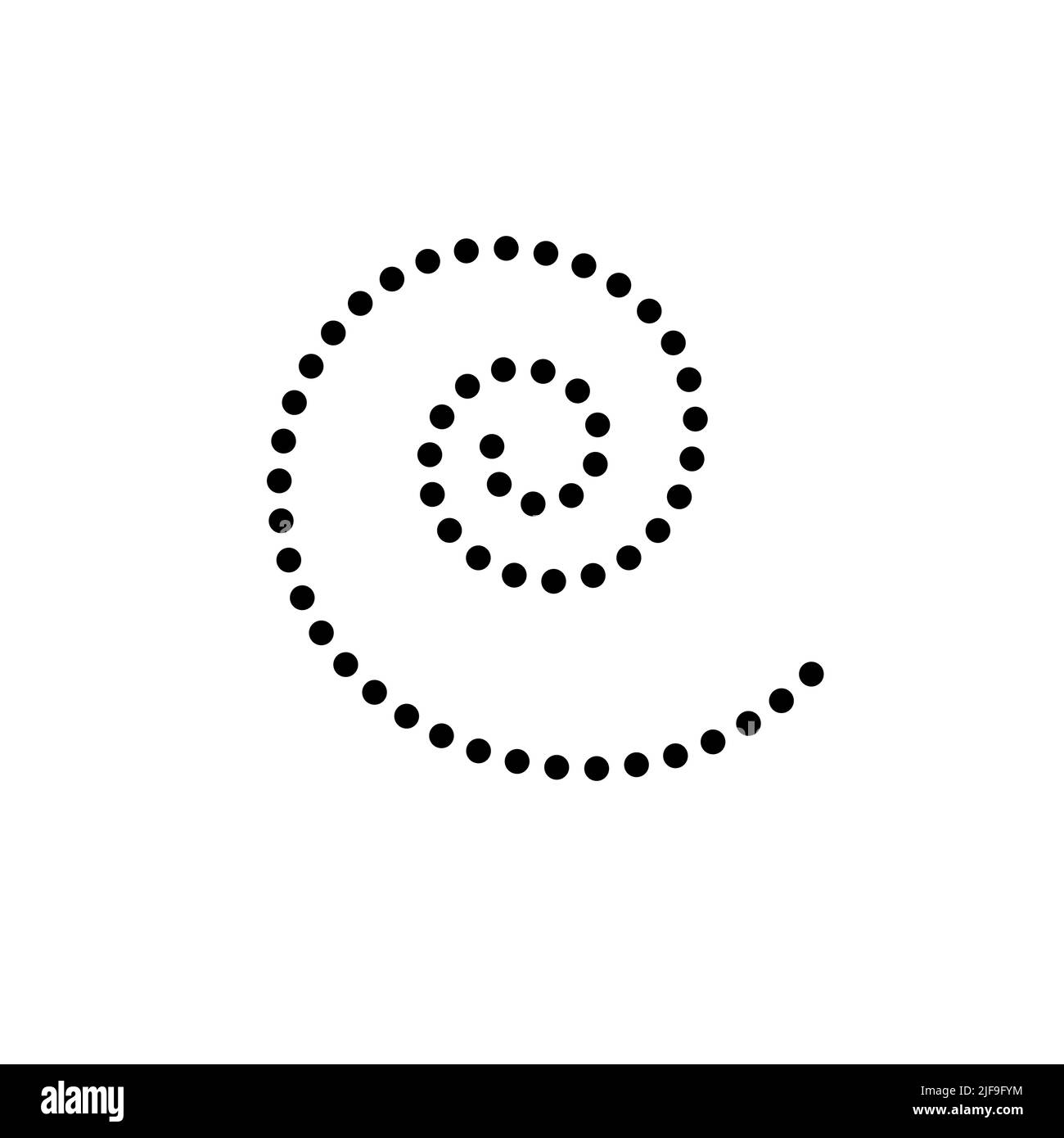 Design-Element mit gepunkteter Spirale. Symbol für kreisförmige Spiralwirbelung. Bewegungskurve. Flache Vektorgrafik isoliert auf weißem Hintergrund. Stock Vektor