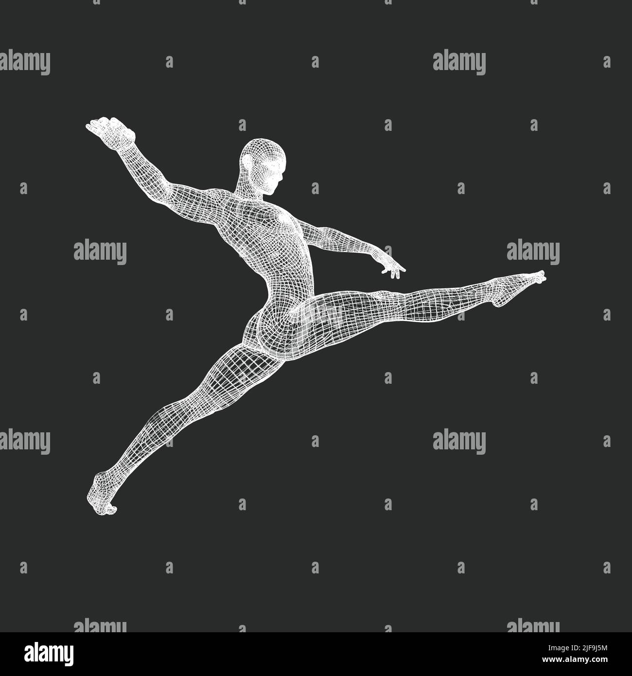 Gymnast. 3D-Modell des Menschen. Human Body Model. Gymnastik Aktivitäten für Icon Health und Fitness Community. Stock Vektor