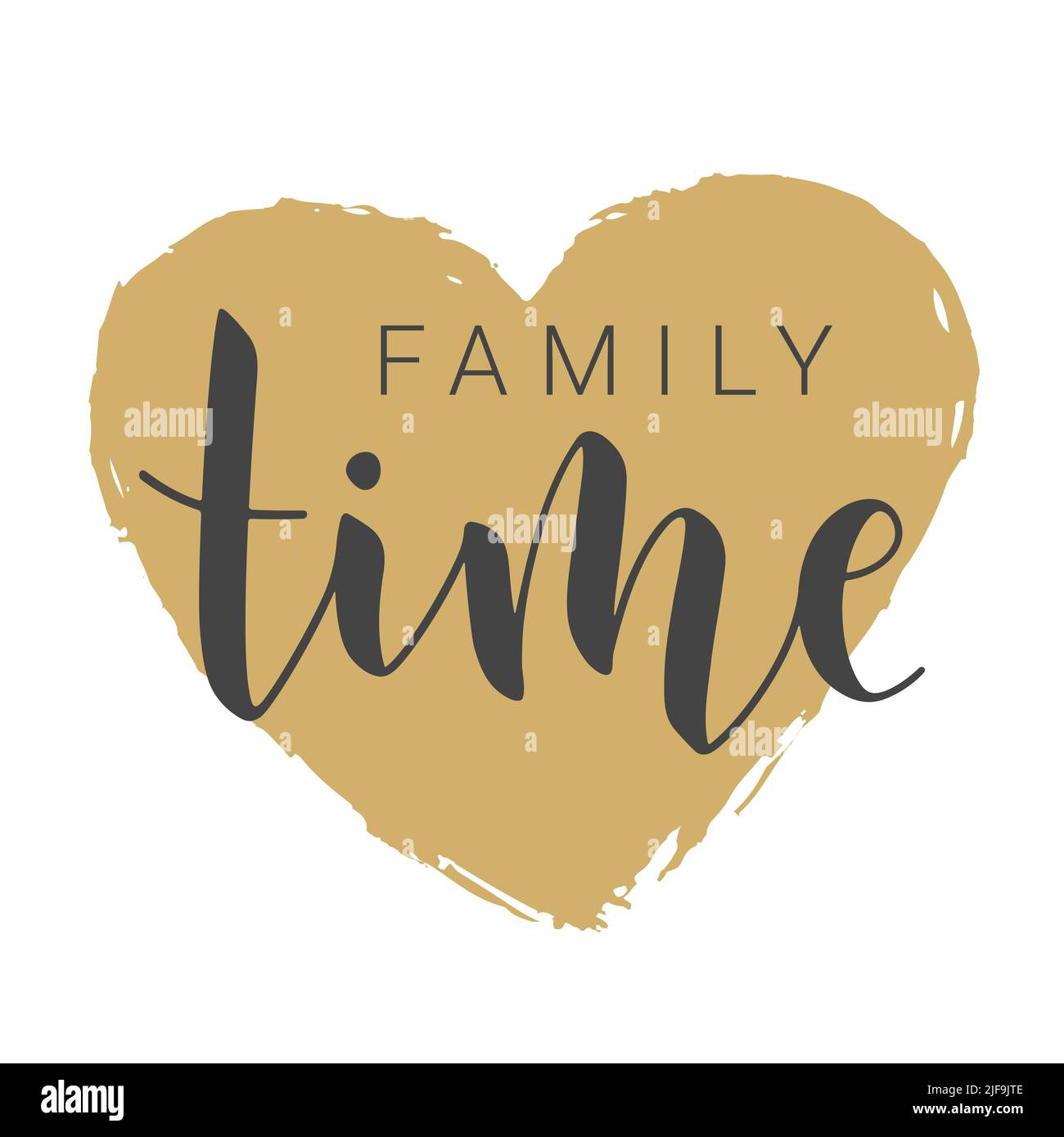 Vektorgrafik. Handgeschriebener Schriftzug von Family Time. Vorlage für Banner, Postkarte, Poster, Print, Sticker oder Webprodukt. Stock Vektor
