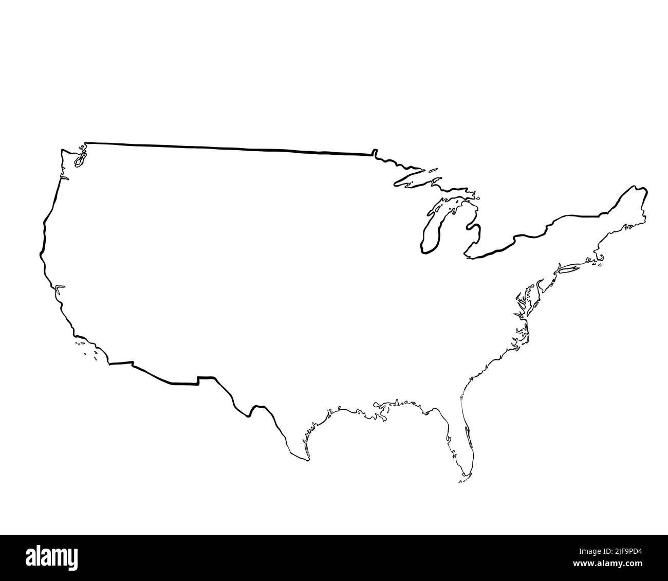 Vereinigte Staaten - Handgezeichnete Karte lllustration Stockfoto