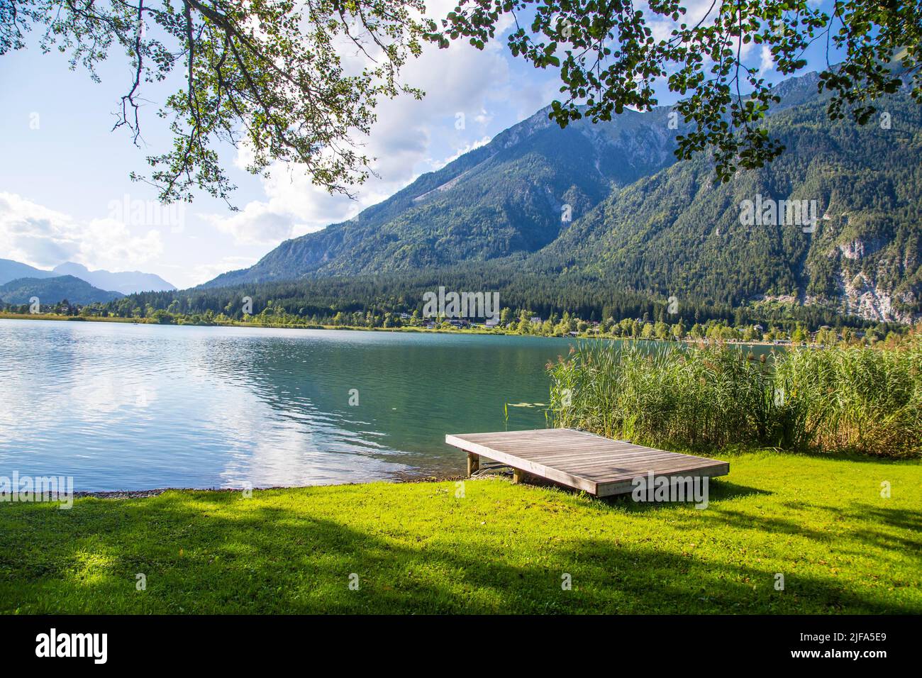 Badeort, Pressegger See, Hermagor, Gailtal, Kärnten Stockfoto