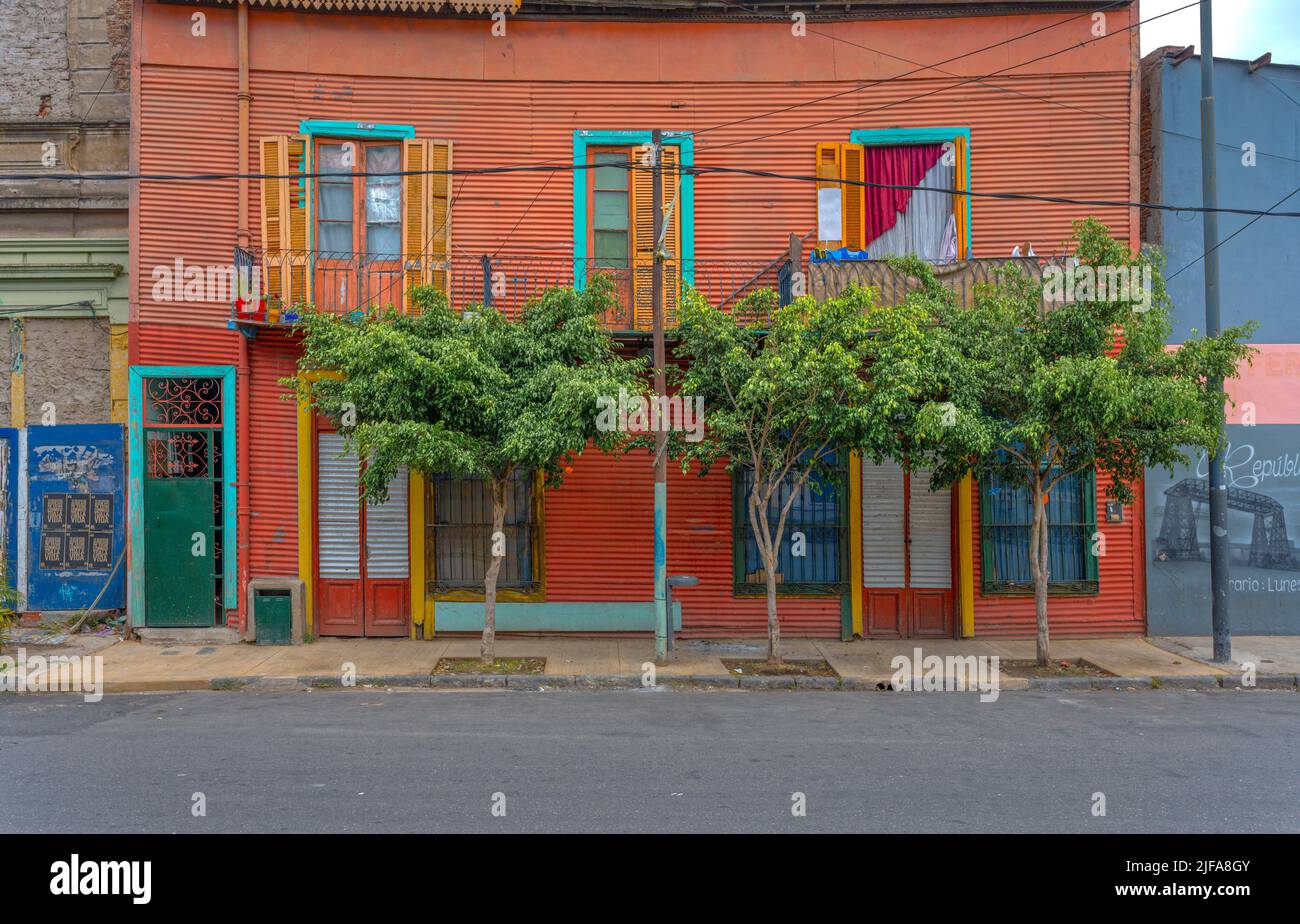 Gebäude, La Boca, Buenos Aires, Argentinien Stockfoto