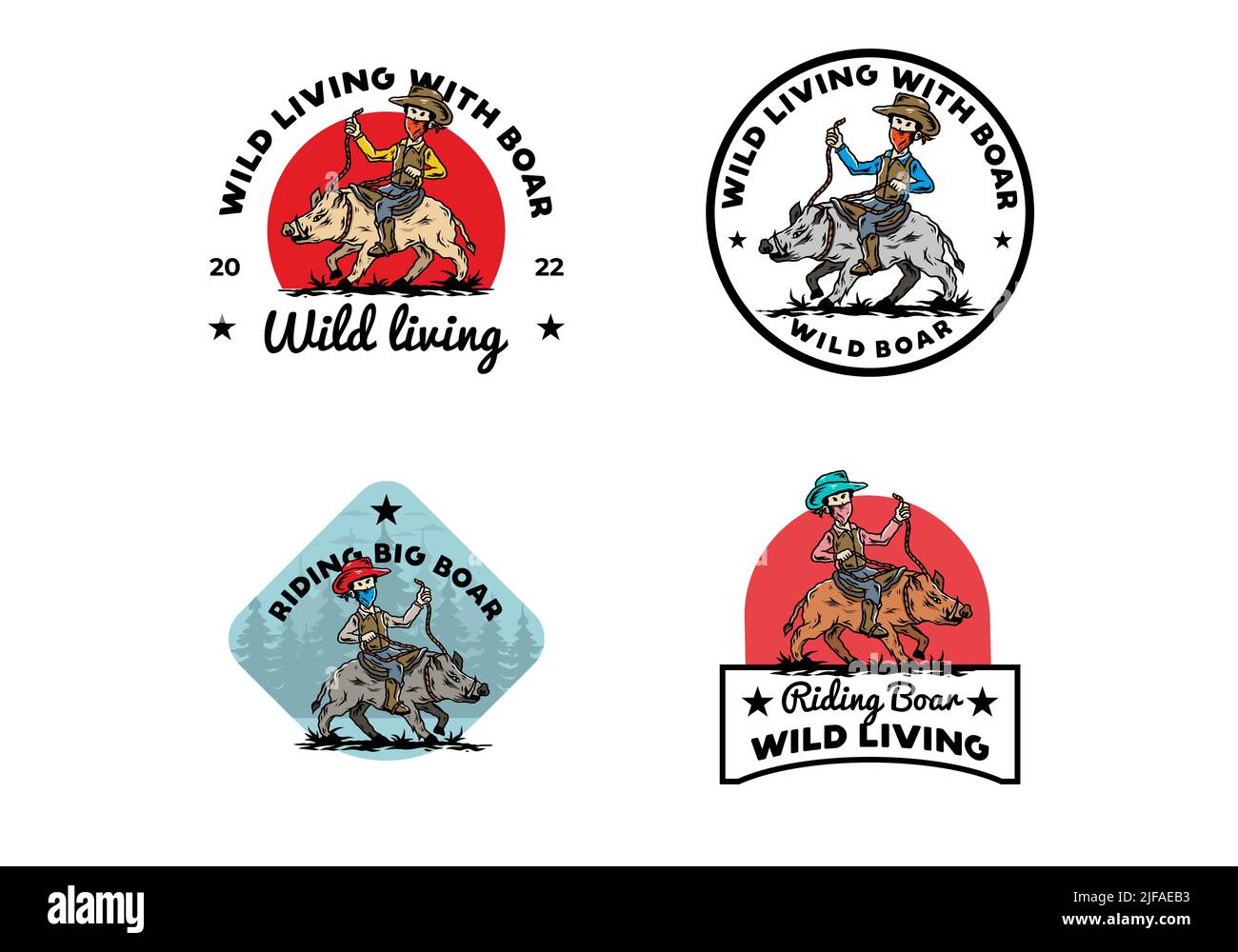 Mann auf einem Wildschwein Illustration Stock Vektor