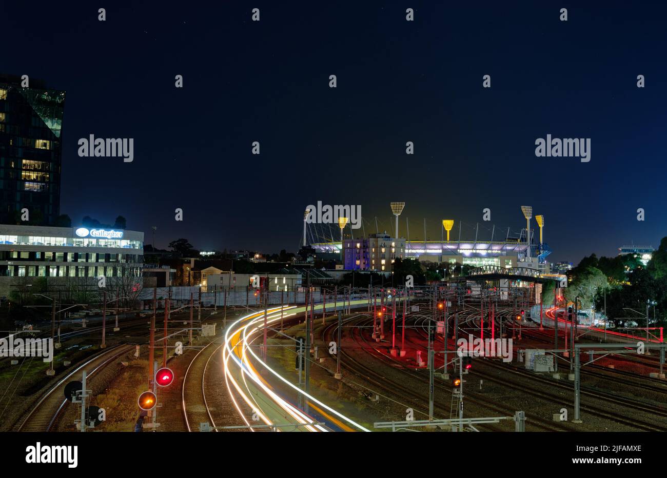 Blick über die Bahnhöfe am Melbourne Cricket Ground Stockfoto