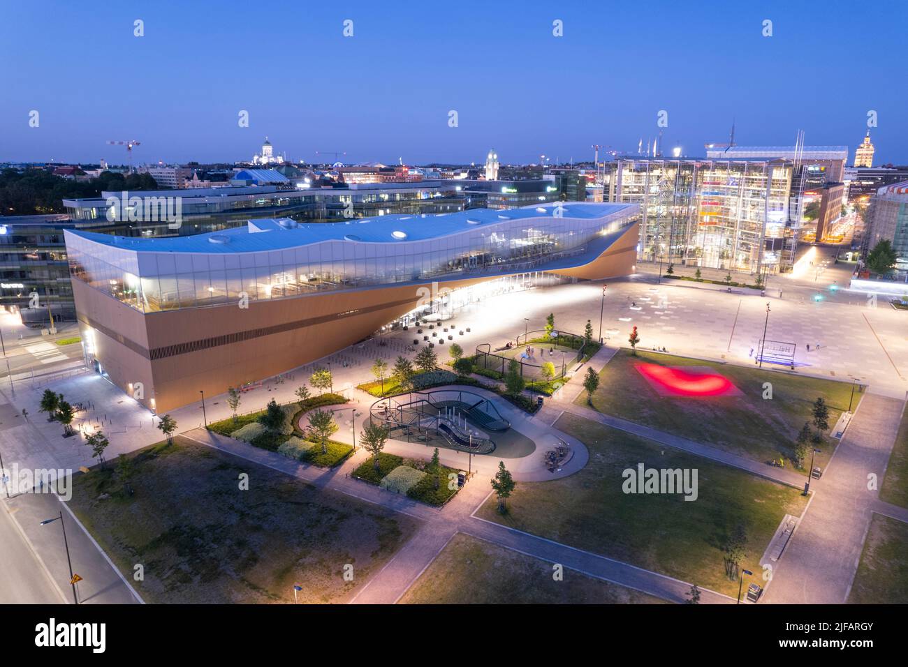 Die öffentliche Bibliothek Oodi in Helsinki, Finnland Stockfoto