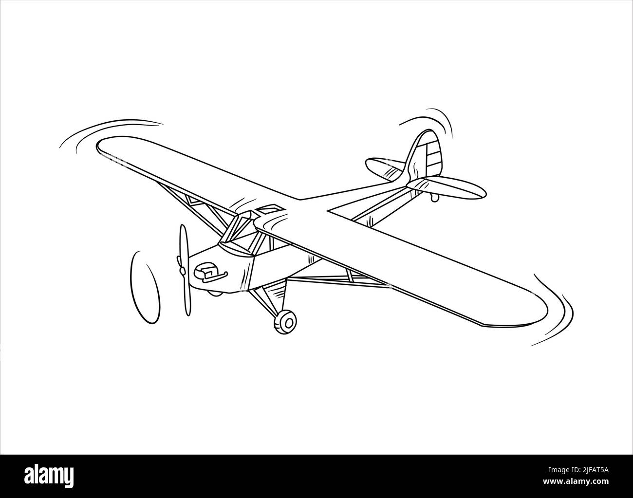 Flugzeug Zeichnung Linie Kunst Vektor Illustration für Malbuch. Cartoon