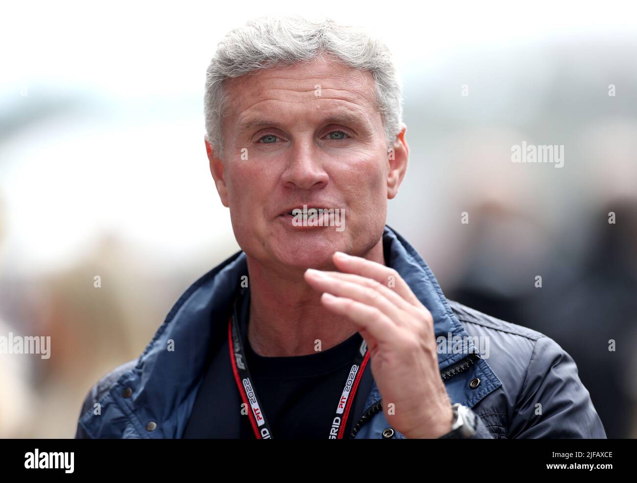 Ex-F1-Fahrer David Coulthard während der ersten Trainingseinheit F1 des British Grand Prix, des British Grand Prix 2022 in Silverstone, Towcester. Bilddatum: Freitag, 1. Juli 2022. Stockfoto