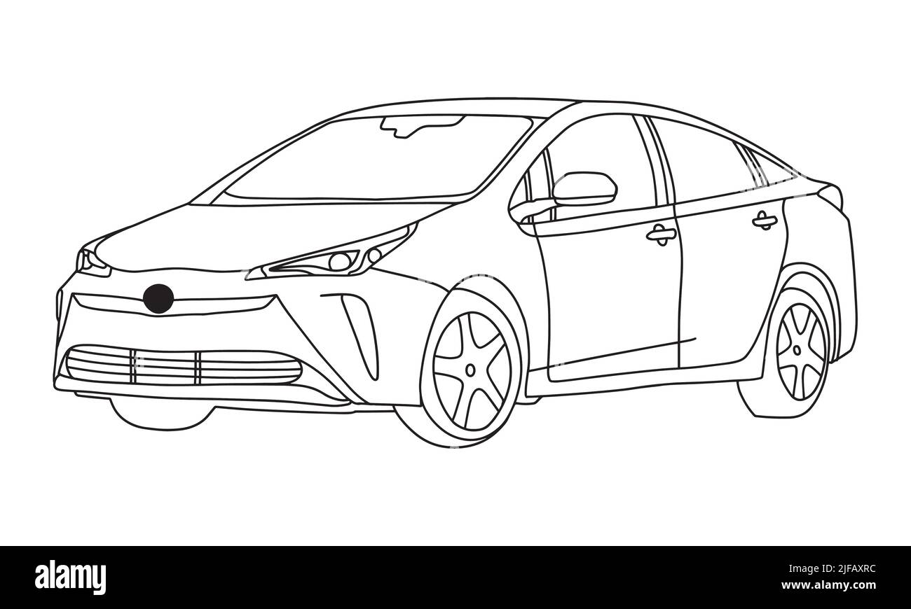 Auto-Illustration in einer Linie Handzeichnung. Classic Vintage Sportwagen. Handgezeichnete gravierte Stil Vektor-Linie Kunst Illustration für Kinder Malbuch o Stock Vektor