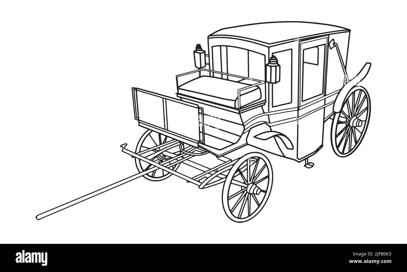 Antike alte Auto Skizze Linie Kunst Illustration Stock Vektor