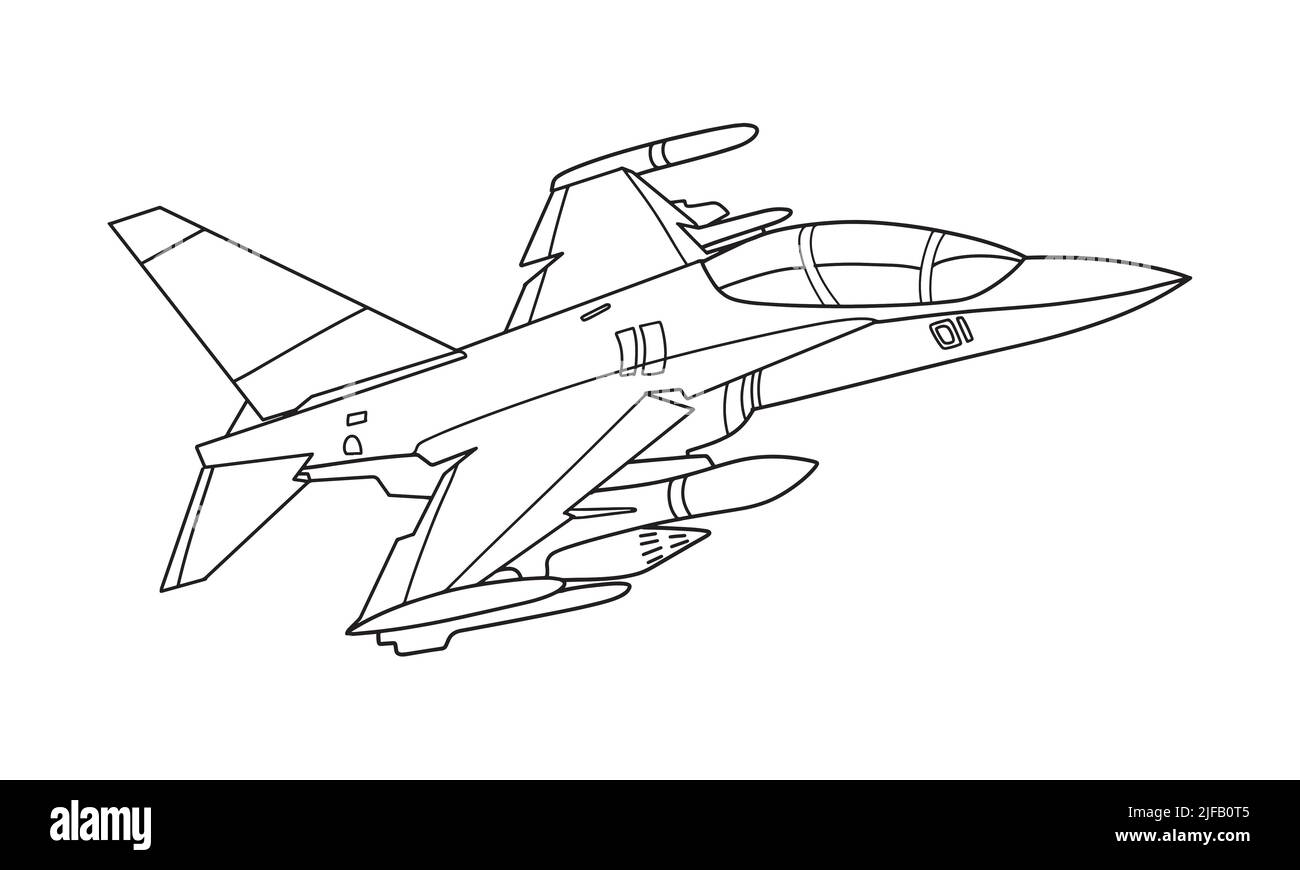 Flugzeug Zeichnung Linie Kunst Vektor Illustration für Malbuch. Cartoon