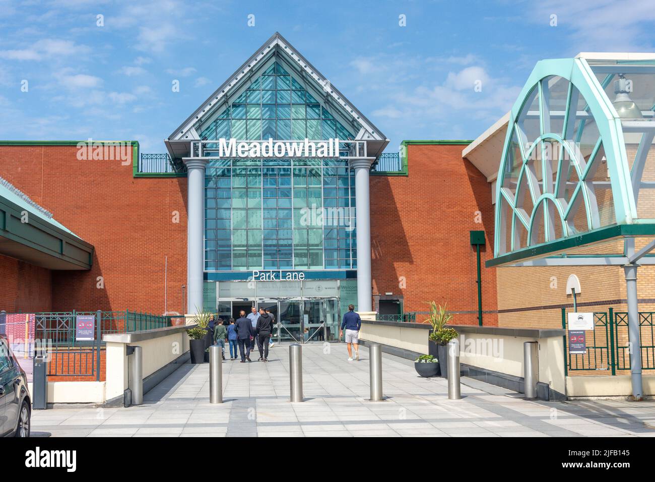Eingang Park Lane, Meadowhall Shopping Centre, Meadowhall, Sheffield, South Yorkshire, England, Vereinigtes Königreich Stockfoto
