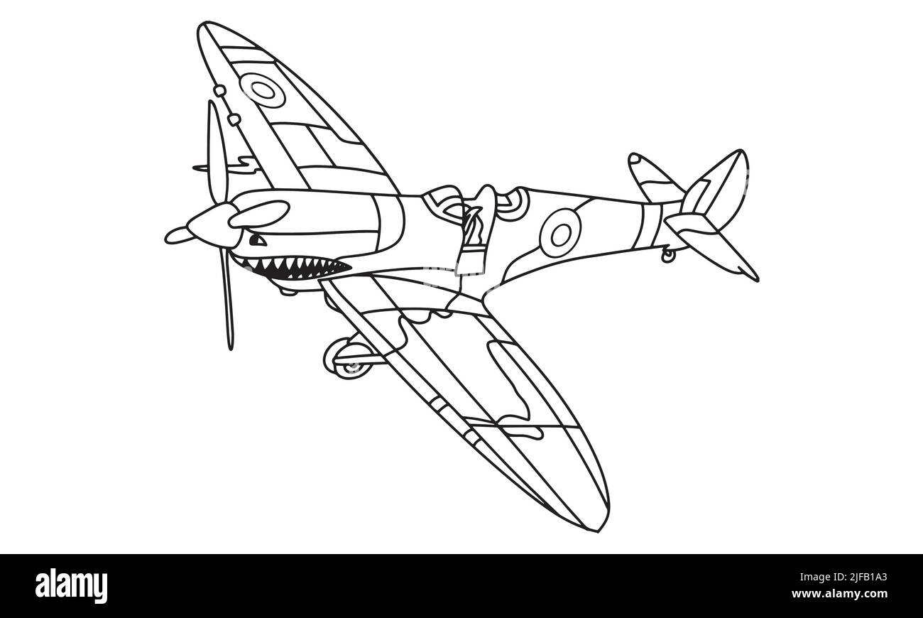 Flugzeug Zeichnung Linie Kunst Vektor Illustration für Malbuch. Cartoon
