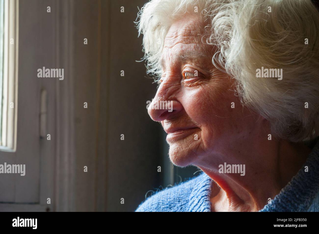 Porträt der alten Dame. Ansicht schließen. Stockfoto