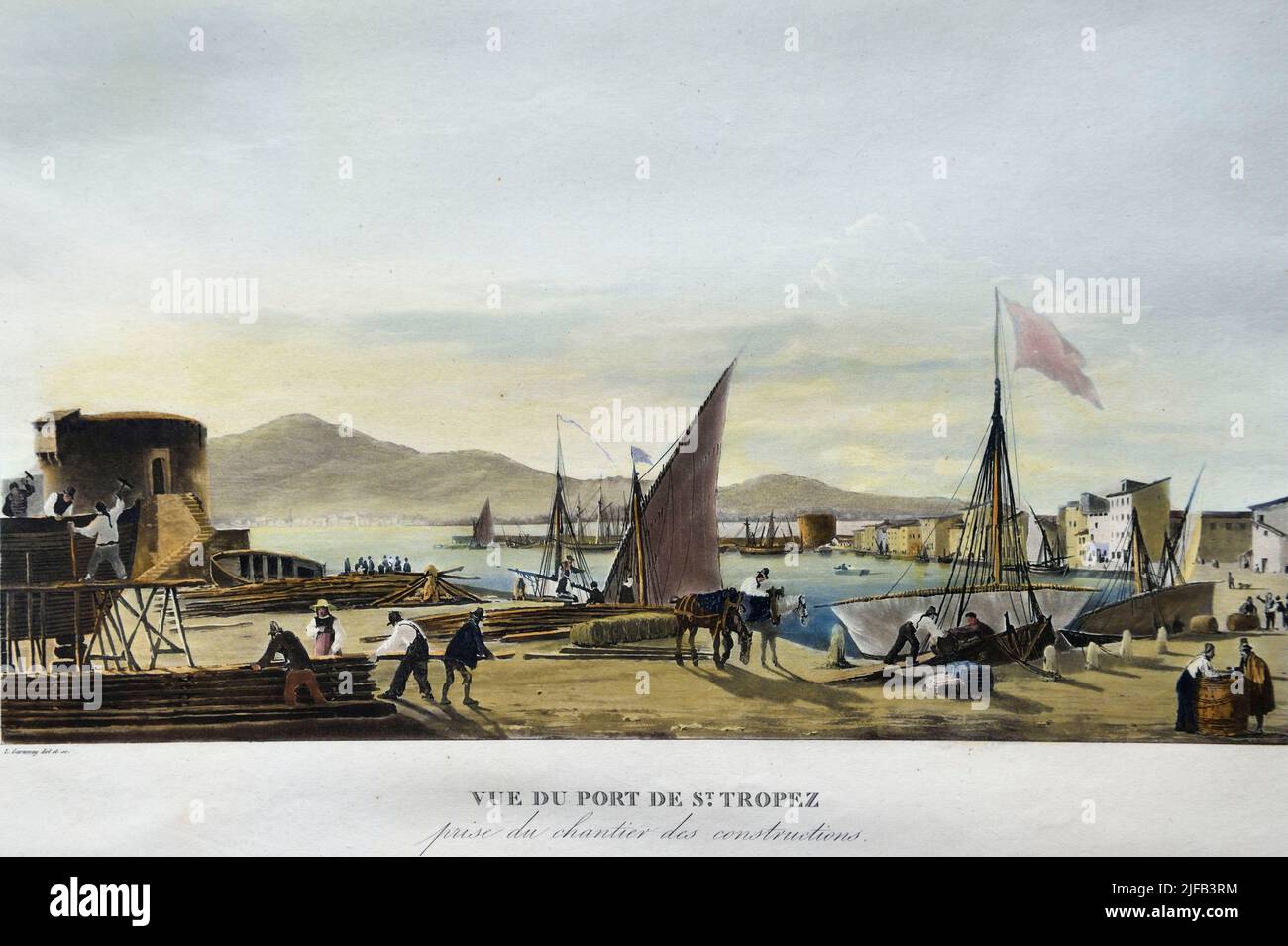 Frankreich, Var, Saint-Tropez, Zitadelle aus dem 16.. Jahrhundert, Museum der Seefahrtsgeschichte von St. Tropez, die Werften der Annonciade um 1830 Stockfoto