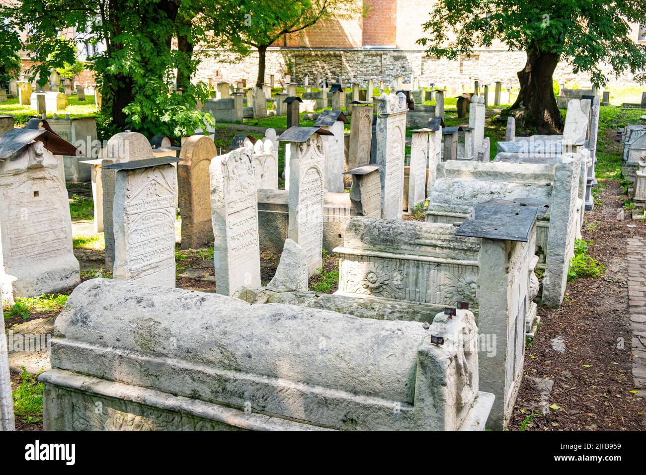 Polen, Kleinpolen, Krakau, von der UNESCO zum Weltkulturerbe erklärt, Kazimiez, das jüdische Viertel, der Remuhfriedhof Stockfoto