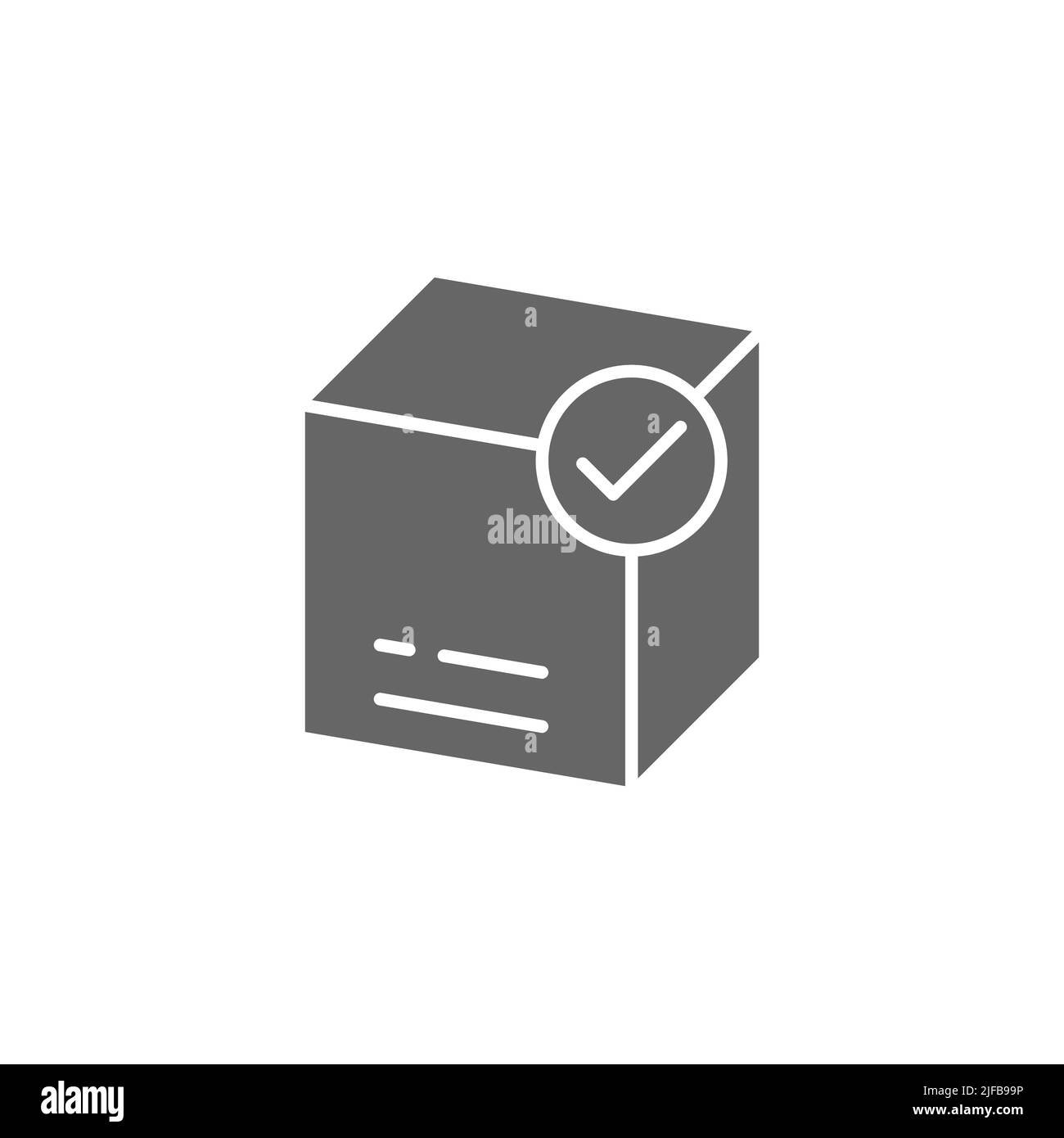 Geliefert Paket-Box Glyph-Symbol. Lineare Stil Zeichen für mobile Konzept und Web-Design. Gepäckbox mit Häkchen-Symbol für Glyphen-Vektor. Symbol, Logo illust Stock Vektor