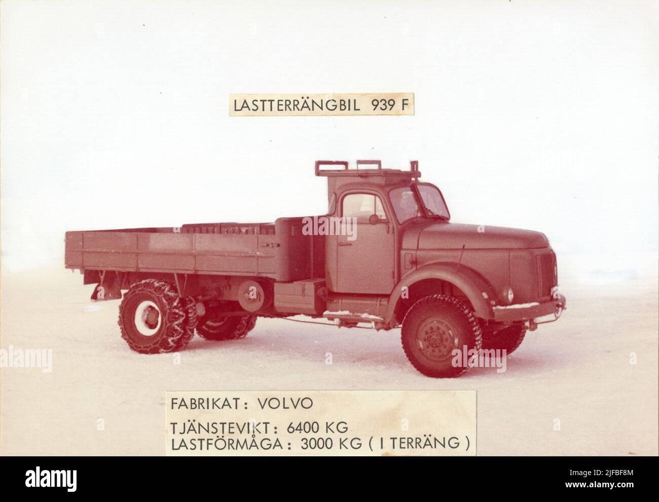 Probe mit beladen Geländewagen 939 an der Army Motor School. Wintertest in Sveg im März 1962. Stockfoto