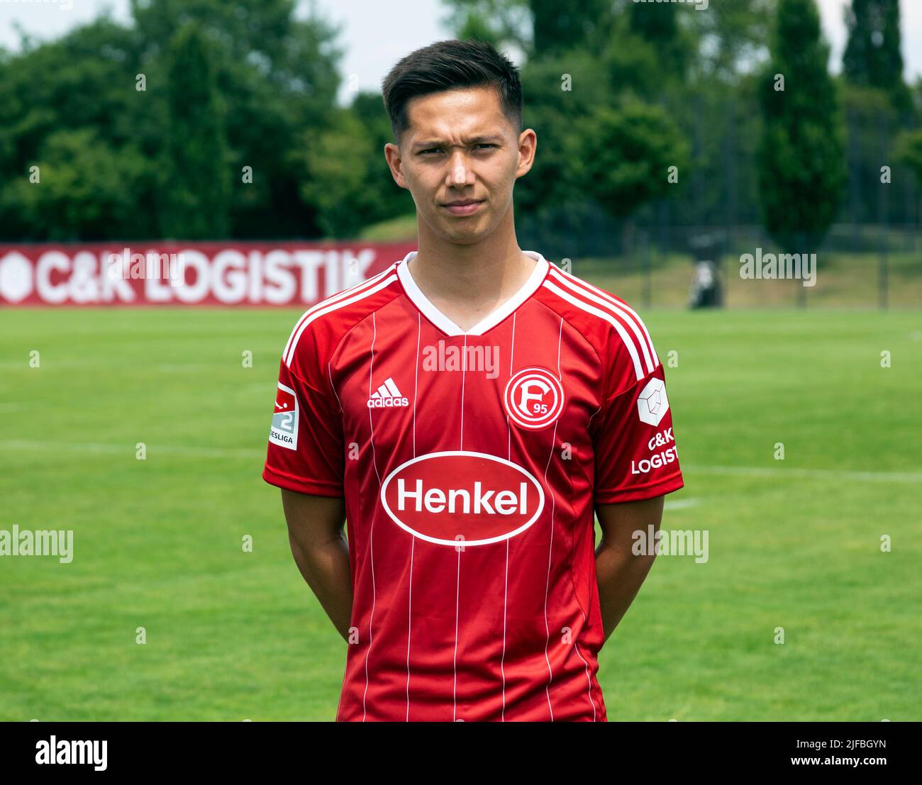 Fußball, 2. Bundesliga, 2022/2023, Fortuna Düsseldorf, Merkur Spiel Arena, Medientag, Teampräsentation für die neue Spielsaison, Pressefotoschießen, Shinta Appelkamp Stockfoto