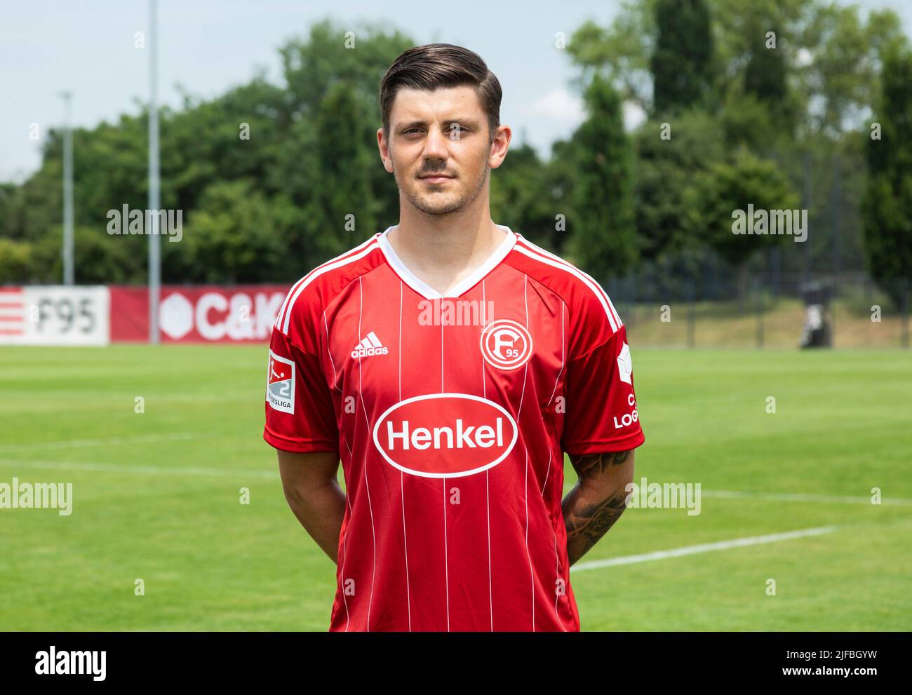 Fußball, 2. Bundesliga, 2022/2023, Fortuna Düsseldorf, Merkur Spiel Arena, Medientag, Teampräsentation für die neue Spielsaison, Pressefotoaufnahmen, Dawid Kownacki Stockfoto