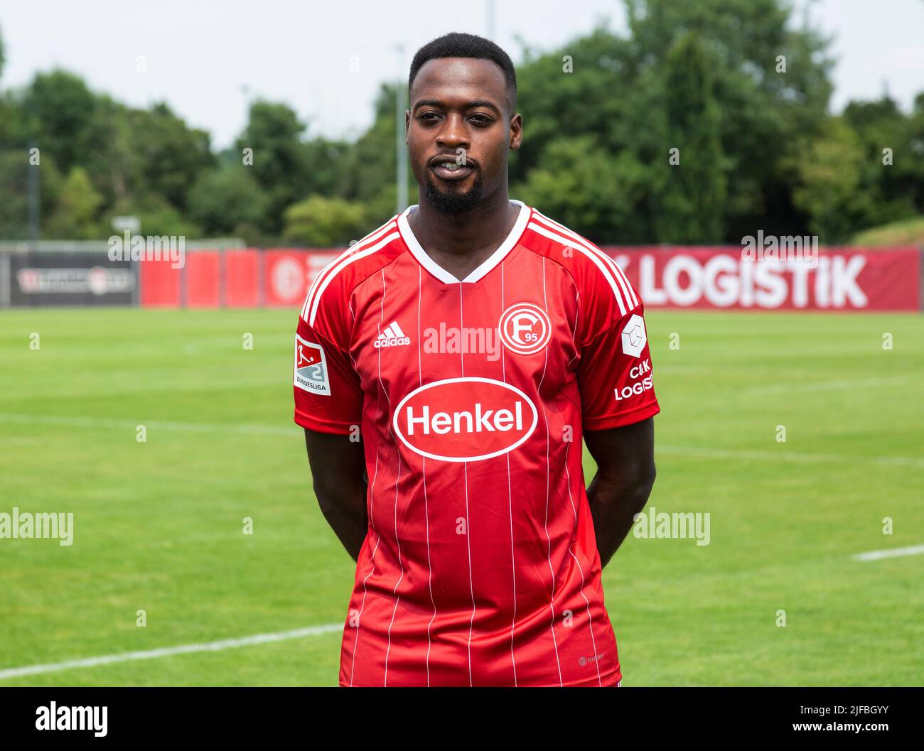 Fußball, 2. Bundesliga, 2022/2023, Fortuna Düsseldorf, Merkur Spiel Arena, Medientag, Teampräsentation für die neue Spielsaison, Pressefotoaufnahmen, Khaled Narey Stockfoto