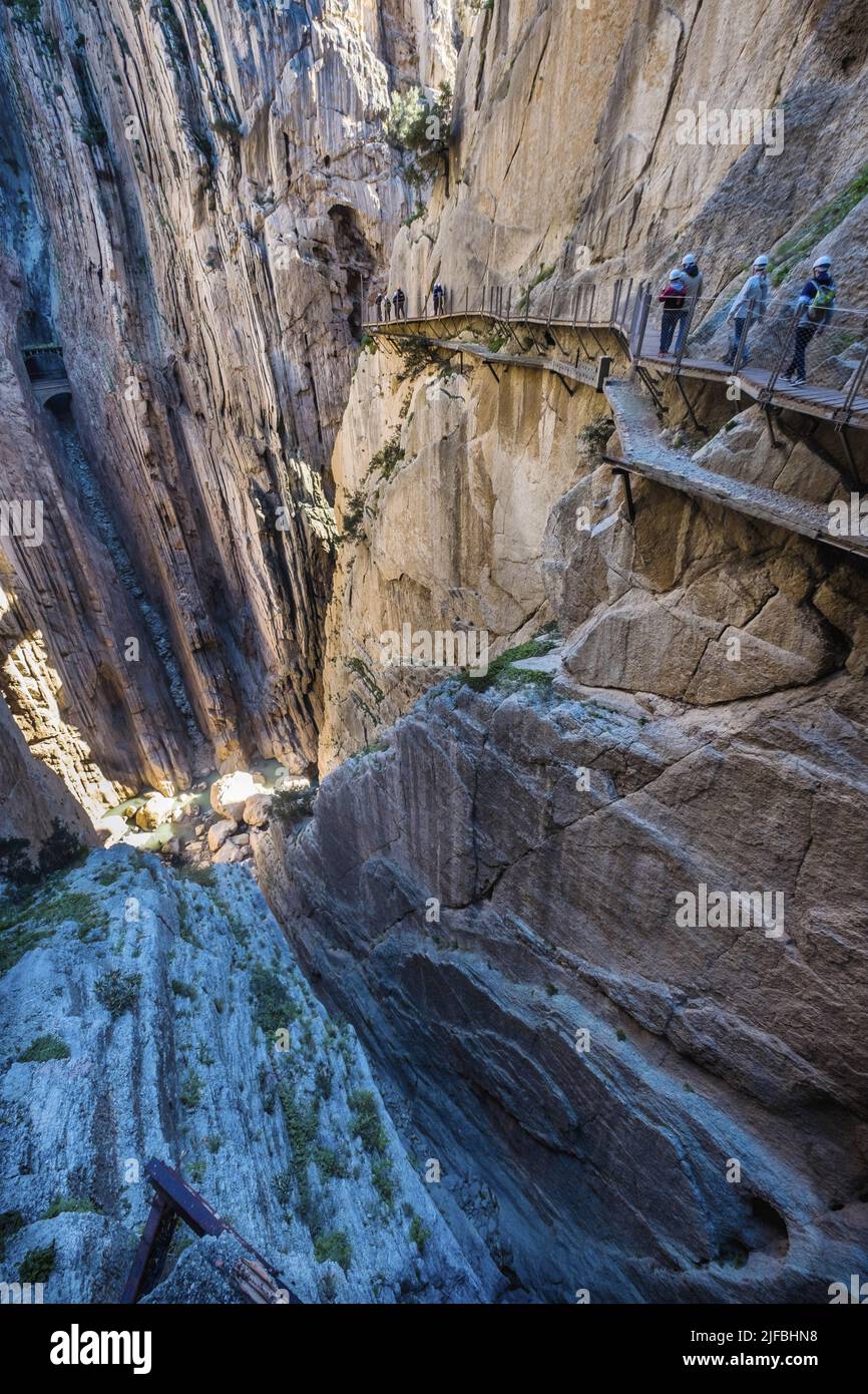 Spanien, Andalousia, Malaga, El Chorro, Gaitanejo Canyon, Höhenweg von Caminito del Rey Stockfoto