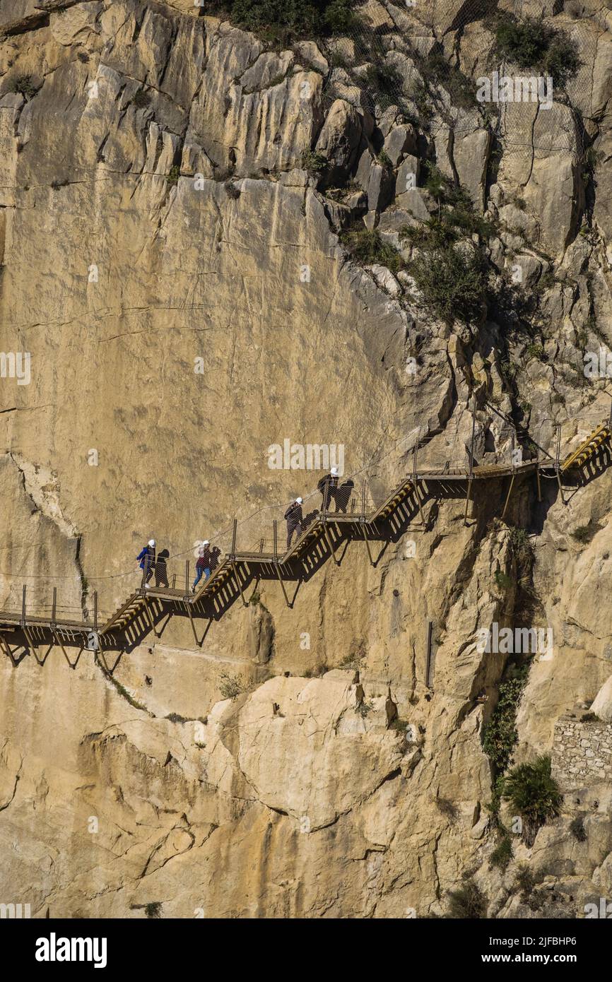 Spanien, Andalousia, Malaga, El Chorro, Gaitanejo Canyon, Höhenweg von Caminito del Rey Stockfoto