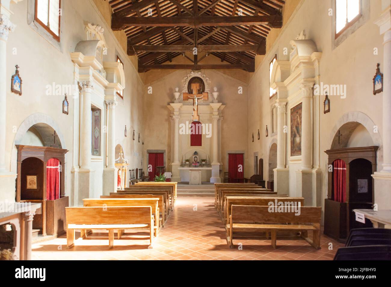 Abbazia benedettina (Benediktinerabtei), San Benedetto in Alpe, Italien Stockfoto