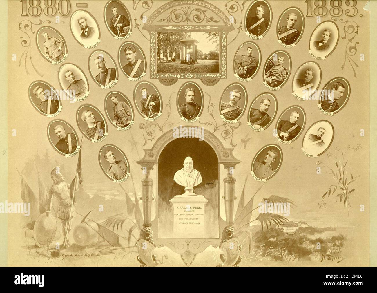 Miniaturportraits von Beamten auf dem Marieberg 1880-1883. Stockfoto