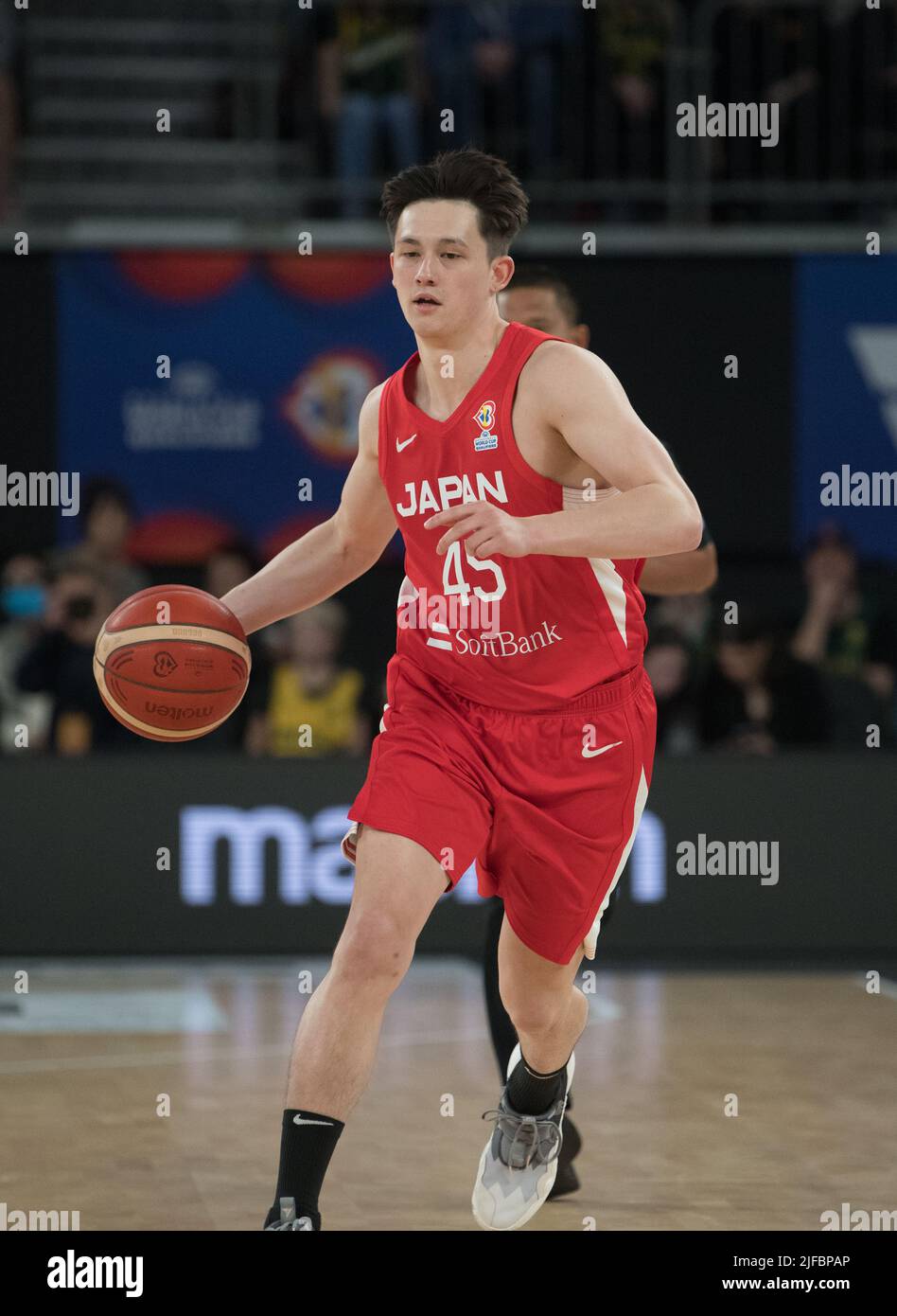 Kai Toews vom japanischen Basketballteam in Aktion während des FIBA World Cup 2023 Qualifiers Group B Window 3-Spiels zwischen Australien und Japan in der John Cain Arena. (Endnote Australien 98:52 Japan) (Foto: Luis Veniegra / SOPA Images/Sipa USA) Stockfoto