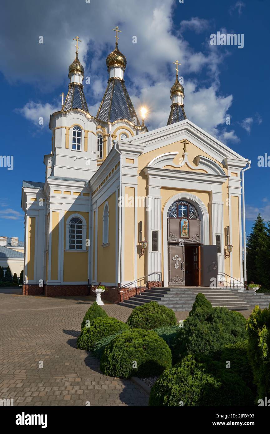 Die alte altertümliche Kathedrale des Heiligen Alexander Newski in der Kobrynski Stadt, Gebiet Brest, Weißrussland. Stockfoto