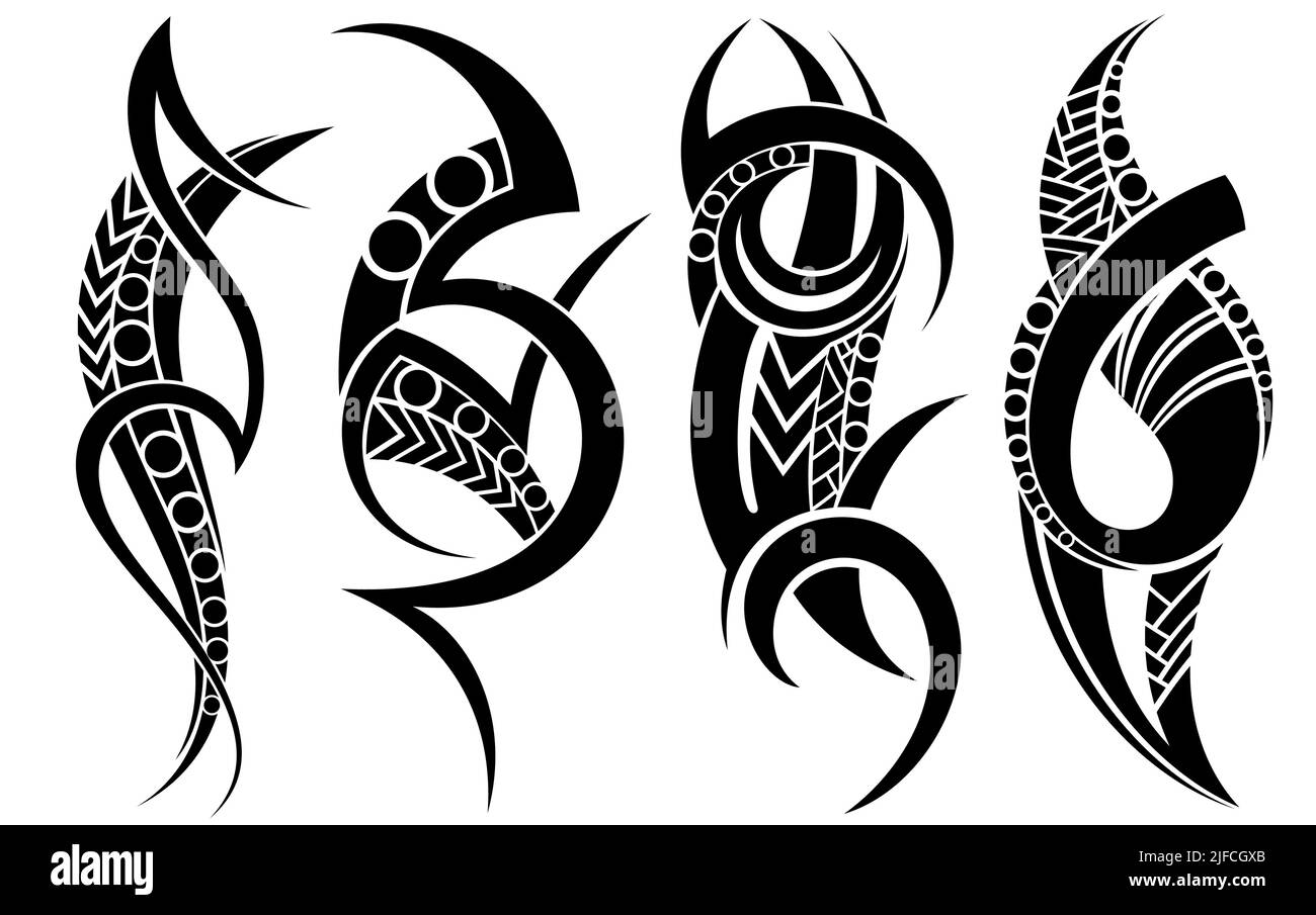 Tribal Tattoo Design Elemente Set. Vektorgrafik Stock Vektor