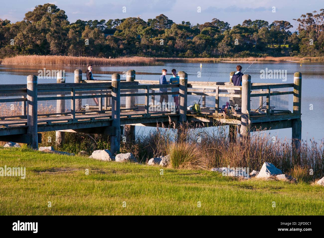 Der Karkarook Park ist ein 15 ha großer metropolitan Park in Moorabbin, Melbourne, Victoria, Australien, der ein von Menschenhand geschapptes Feuchtgebiet und einen See mit Fischen umfasst Stockfoto