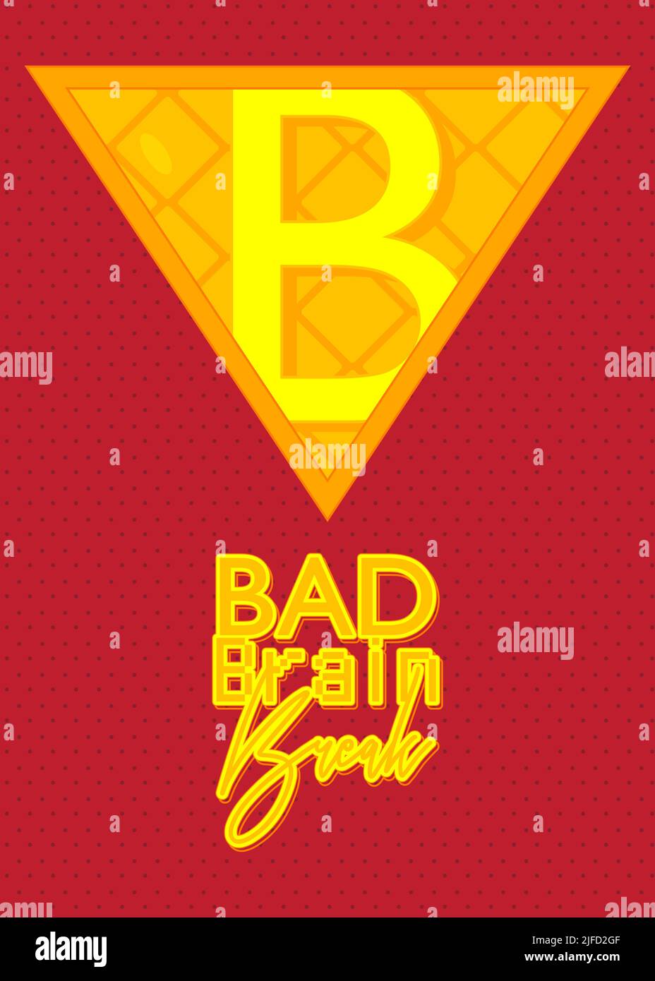 Superhelden-Wappen mit dem Symbol „Bad Brain Break“. Farbenfrohe Vektorgrafik im Comic-Stil. Stock Vektor