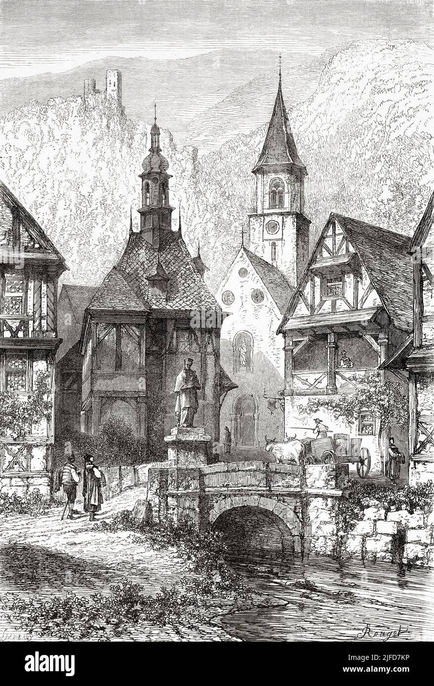 Ein Dorf im Schwarzwald, Bundesland Baden-Württemberg, Deutschland. Europa. Ausflug in den Schwarzwald von Alfred Michiels 1867 ab Le Tour du Monde 1867 Stockfoto