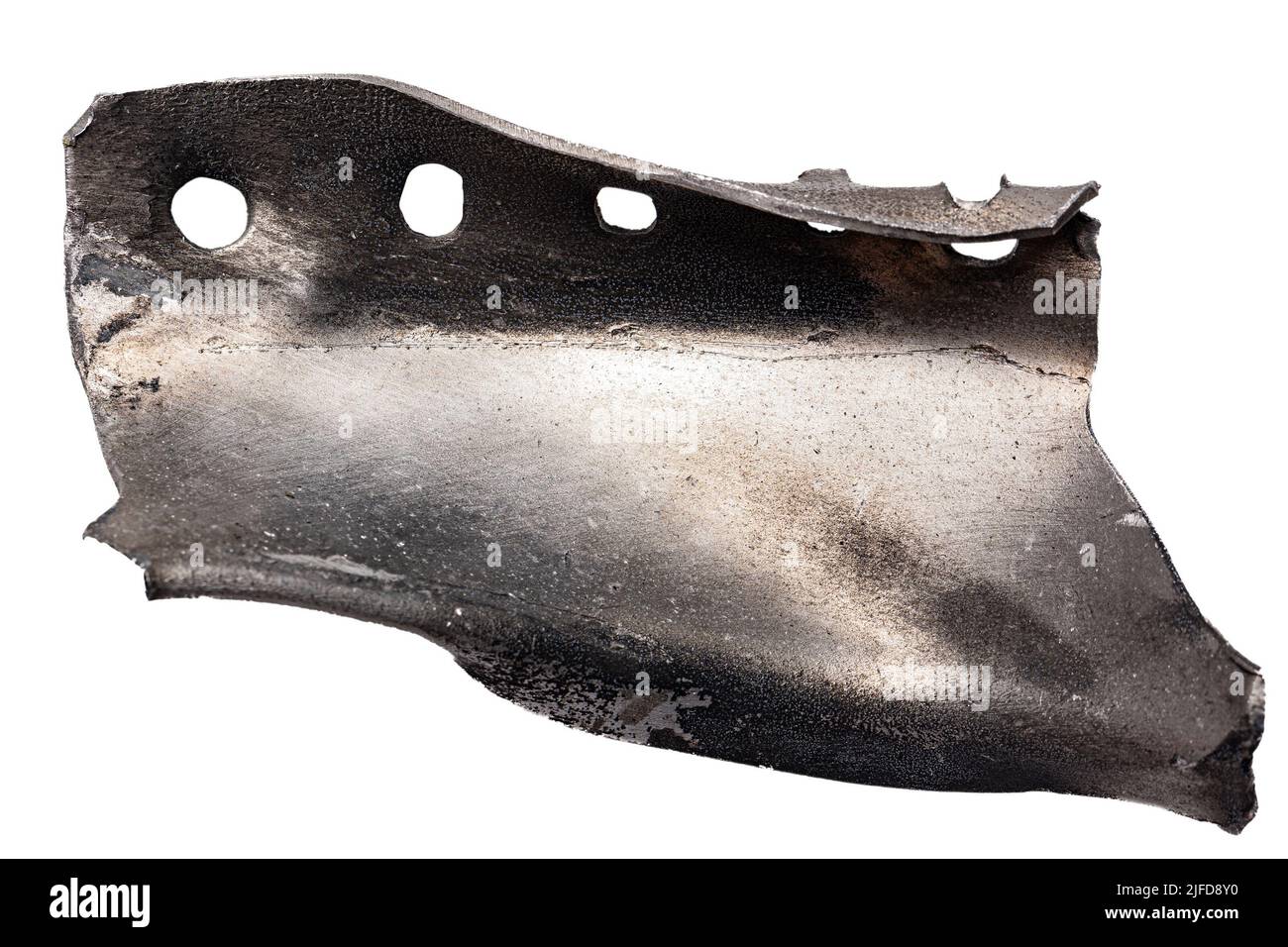 Fragmente der von Russland hergestellten KH-22-Schiffsabwehrrakete. Ablagerungen eines Düsentreibwerks. Stockfoto