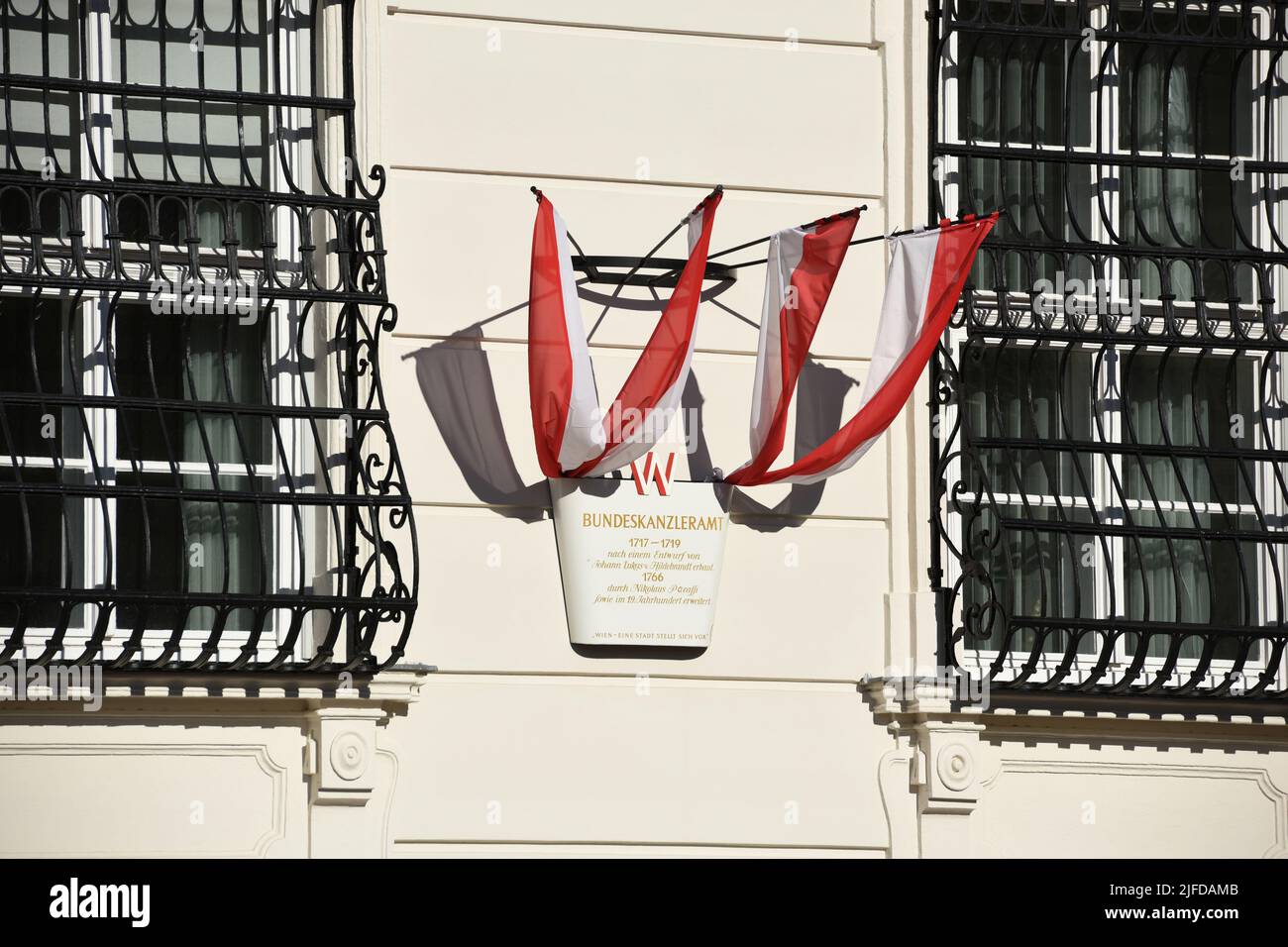 Bundeskanzleramt in Wien, Amtssitz des österreichischen Bundeskanzlers - Bundeskanzleramt in Wien, Amtssitz des Österreichischen Bundeskanzlers Stockfoto